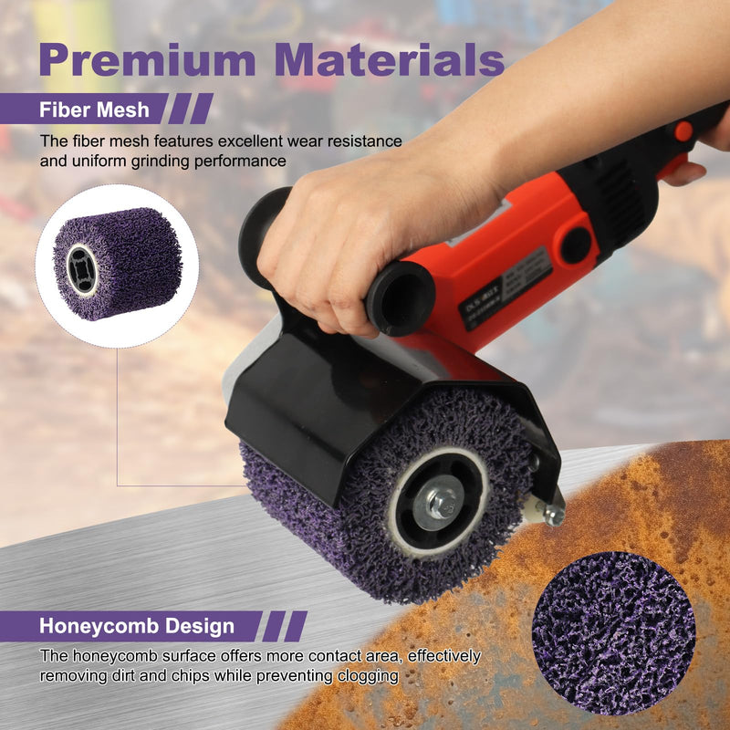 Rocaris 36 Grit Abrasive Drawing Wheel Drum, 4.5"×4" Wire Drawing Polishing Burnishing Wheels, Buffing Wheels for Wood Metal Surface Polishing, Purple 1