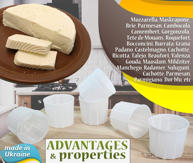 PetriStor 6 Pcs Soft Cheese Mold for Cheese Making 1.85QT - Cheese Making Mold - Cream Cheese Form Mold - Homemade Cheese Making Supplies - Molde para Queso Fresco Casero - Feta Cheese Making Basket