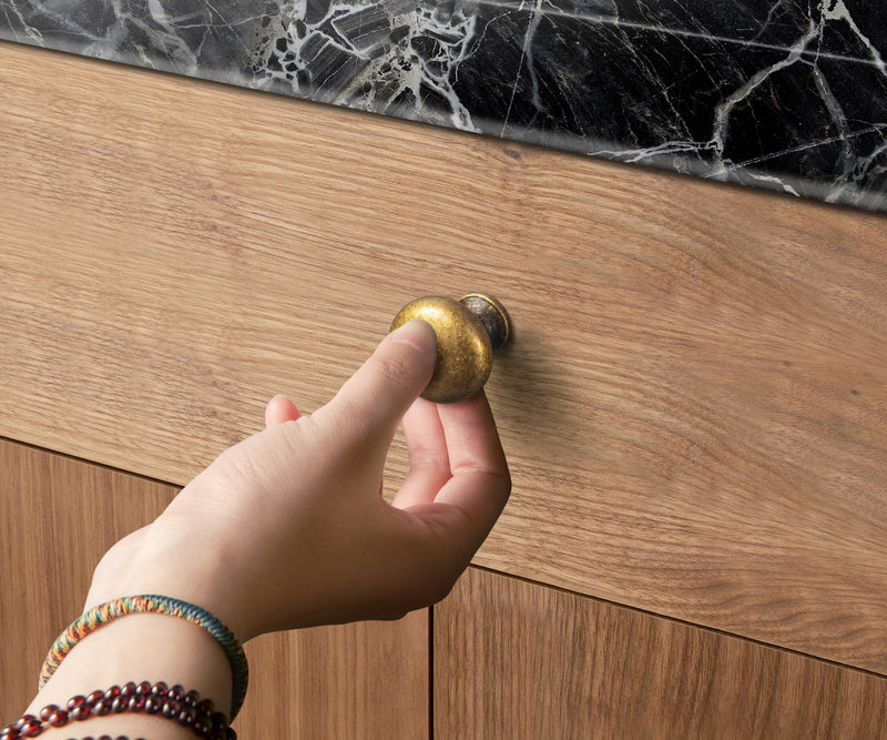 Goo-Ki Antique Brass Zinc Alloy Cabinet Knobs - Single Hole Cabinet Pull Handle Hardware for Drawer Kitchen Furniture, 6 Pack