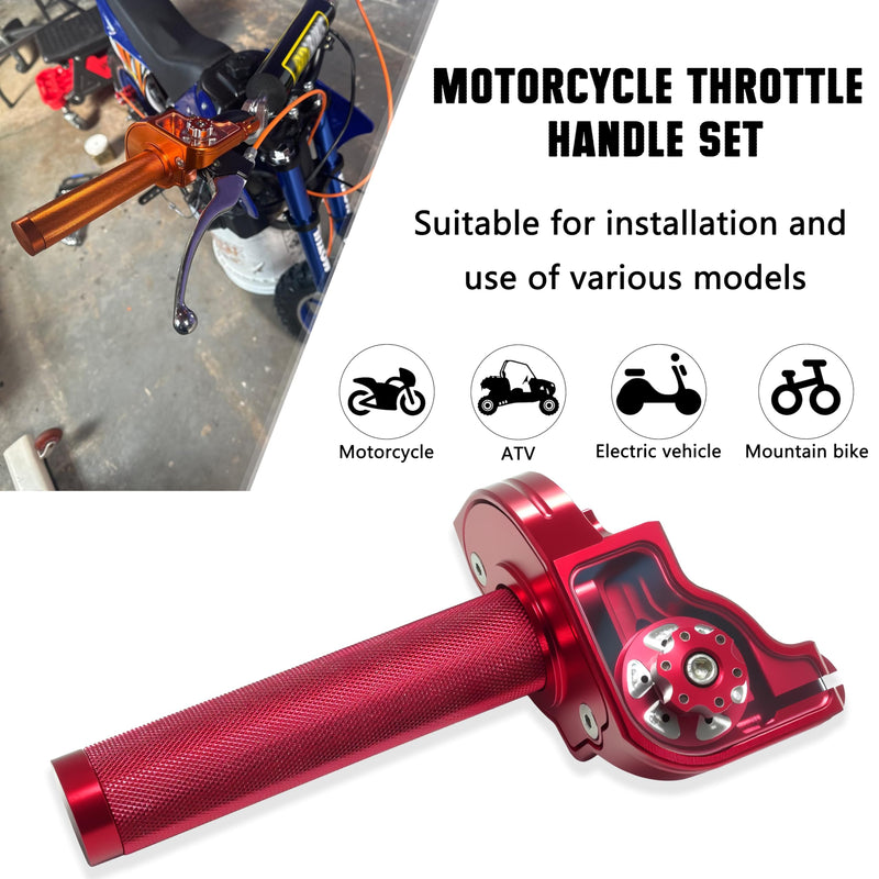 Motorcycle Throttle Grip 7/8" 22mm CNC Aluminum Quick Twister with Throttle Cable for KLX CR CRF EXC XR CRF50 CRF230 50 110 125 230 250 Dirt Pit Bike Motocross Motorbike Quad ATV Red