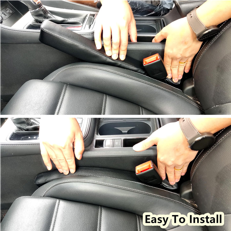  [AUSTRALIA] - Leather Car Seat Gap Filler, 2 Pack Universal Gap Stopper/Catcher to Fill The Gap Between Seat and Console Black Car Crevice Blocker Space Pad