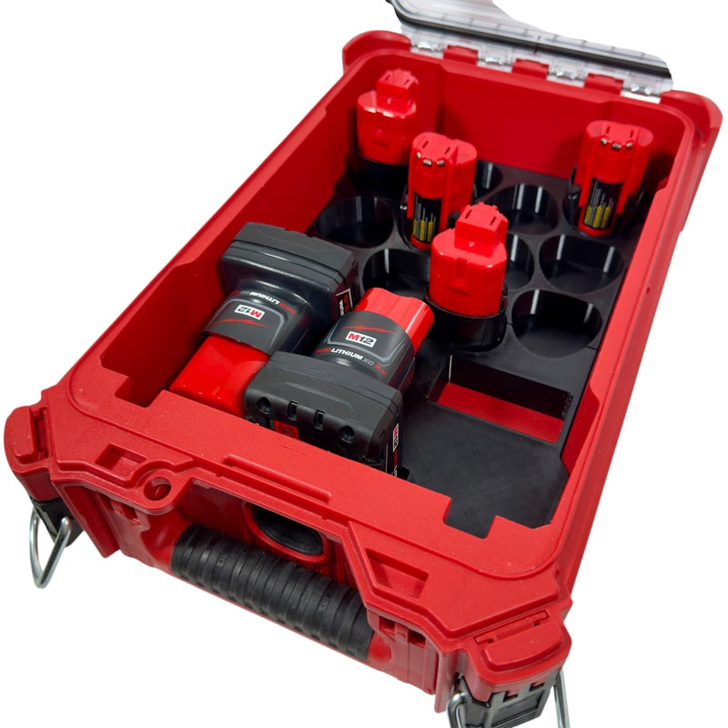 M12 Battery Organizer for M12 Batteriees and Milwaukee Packout Compact Organizer Model 48-22-8435