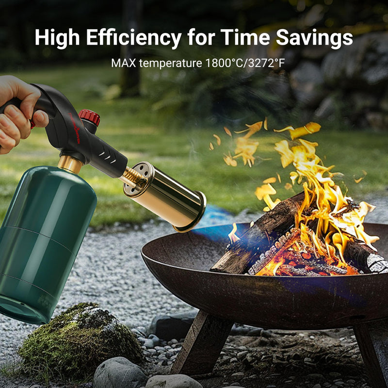 Powerful Propane Torch, Kitchen Cooking Torch, Culinary Torch Lighter, Adjustable Blow Torch for Sous Vide Searing Steak, BBQ, Grill, Campfire Charcoal Starter (Propane Tank Not Included) Black