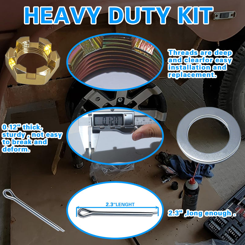 2 Sets 1'' Galvanized Trailer Axle Nut Kits 1'' I D Washers, 2.3'' Long Cotter Pins, 1'' I D Shaft Spindle Nuts for 1'' Trailer Completely Round EZ-Lube Axle 2K to 7K