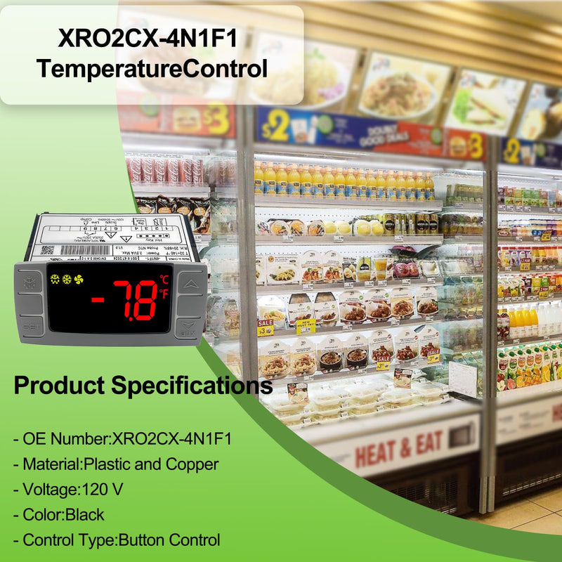 Temperature Controller XR06CX-4N1F1 for Dixell, Programmable Digital Thermostat Fit for Commercial Refrigerators/Freezer 120V 50-60Hz with Sensor Probe (XR06CX-4N1F1)