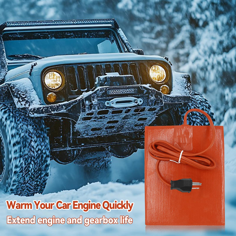 Car Engine Silicone Heating Pad 120v,300w 6x8 Inch Universal Engine Heater Car Oil Pan Heater Pad, Electric Heater Pad Engine Block Oil Pan Tank Reservoir Container, for Metal Surface (2 Pcs Orange) 2 Pcs Orange