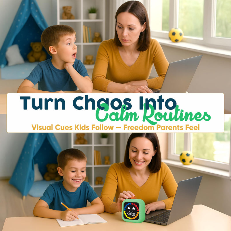 Digital Visual Timer for Kids - Rechargeable 99 Min Timer - Focus & Smoother Routines - Visual Timer for Classroom, ADHD Autism Toddler Support - Daily Use at Home, Therapy or School Green