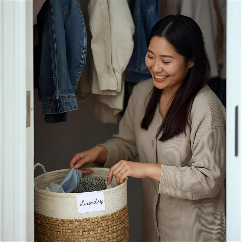 Hygge & Sage: Metal Non-Slip Basket Labels Clip On for Storage Bins, or Wire Racks | Includes 8 Labels, 8 Non-Slip Pads, and 1 Free Marker (White) White