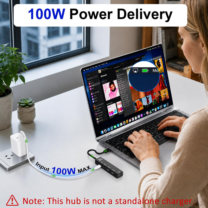 5 in 1 USBC to HDMI Adapter with 4K@60Hz, 100W PD Charging, 5Gbps USB C Hub | hdmi to usbc adapter for MacBook, iPad Pro, iPhone 17/16, Windows, 2 USB-A and 1 USB-C 3.0 Data Ports