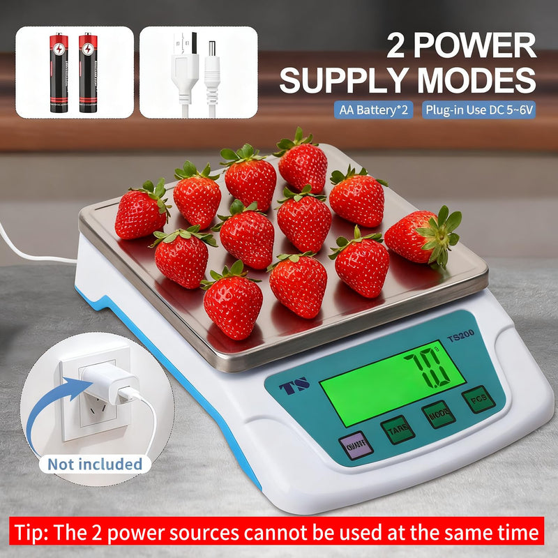 Digital Kitchen Scale 22lb/10kg,0.007zo/0.2g Food Scale for Baking with Stainless Steel Platform 6 Units LCD Display Tare Pcs Small Weighing Scale for Cooking with Batteries