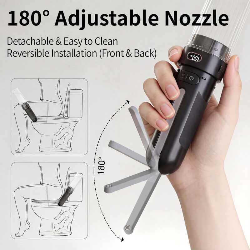 Portable Bidet for Travel, Personal Hygiene Sprayer Bottle for Women Men, Mobile Bidet Portable for Toilet,Electric Handheld High-Pressure Foldable USB-C Battery-Powered (Black) Black