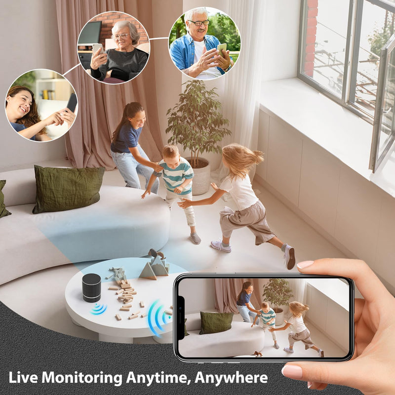 Speaker Camera - Indoor Security Camera - Full HD 1080P WiFi PTZ 180° Rotate Right/Left Motion Detection Mini Nanny Cam