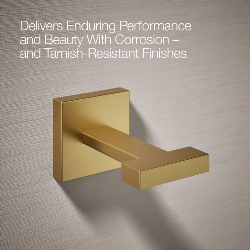 Kohler 23290-2MB Square Robe Hook, Vibrant Brushed Moderne Brass
