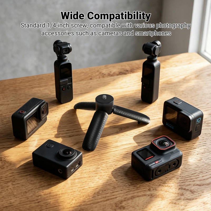 Mini Tripod&One-Touch Deploy Hand Grip for DJI Osmo Pocket 4/3. | Camera Tripod for Action 6/5 Pro/4/Nano,1/4"-20 Screw Mount for Insta360 for GoPro, DSLR Camera,Smartphone.