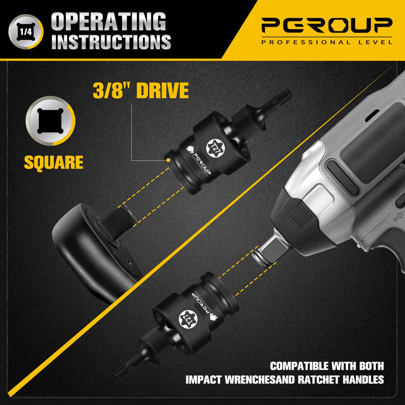 7PCS 3/8" Drive Universal Swivel Impact Torx Socket Set, T20-T50, CR-MO Wobble Star Sockets With Hanging Bracket for Dead Angles, Auto Repair, Mechanical Maintenance 7PCS 3/8" Drive