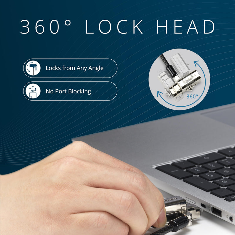 Kensington Universal 3-in-1 2.0 Keyed Laptop Lock, Fits T-bar, Nano, N17, Wedge-Shaped Lock Types, 6-Foot Computer Security Locking Cable, Compatible with Dell, HP, Lenovo, K63389WW Universal fit 3-in-1 Lock Keyed - 1 tip