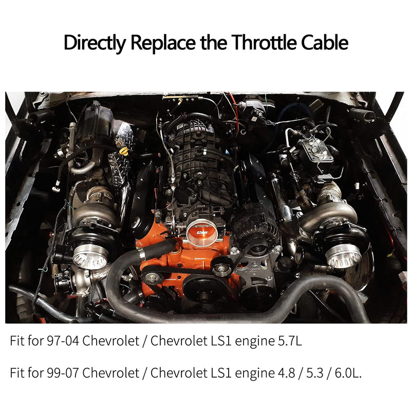 36" LS Throttle Cable Fits for Chevrolet/Chevy LS1 1997-2007 LS1 Engine 4.8L 5.3L 5.7L 6.0L LS Swap Fuel Line Kit Braided Throttle Cable Carburetor Accelerator Cable