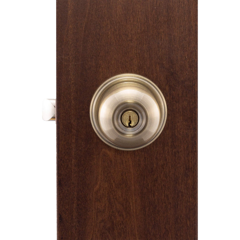 Copper Creek BK2040AB Ball Door Knob, Keyed Entry Function, 1 Pack, in Antique Brass