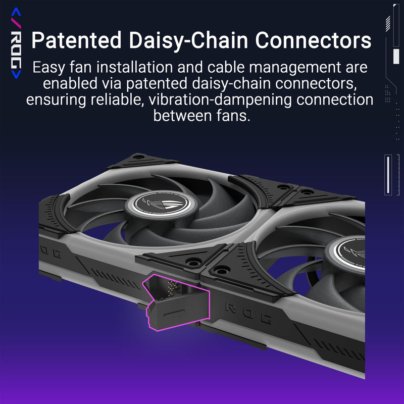 ASUS ROG Eurux GR120 ARGB PWM Fan Single Pack 120mm PWM Fan, 2600RPM, Patented Daisy-Chain Design, Custom Lighting