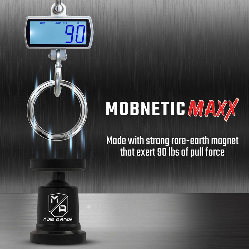 Mob Armor MobNetic Maxx Magnetic Car Phone Holder Mount, Black | USA Assembled, Military-Grade Aluminum, 90lb Pull Force, 90º Tilt, 360º Rotation, For iPhones & Androids, Metal Compatibility