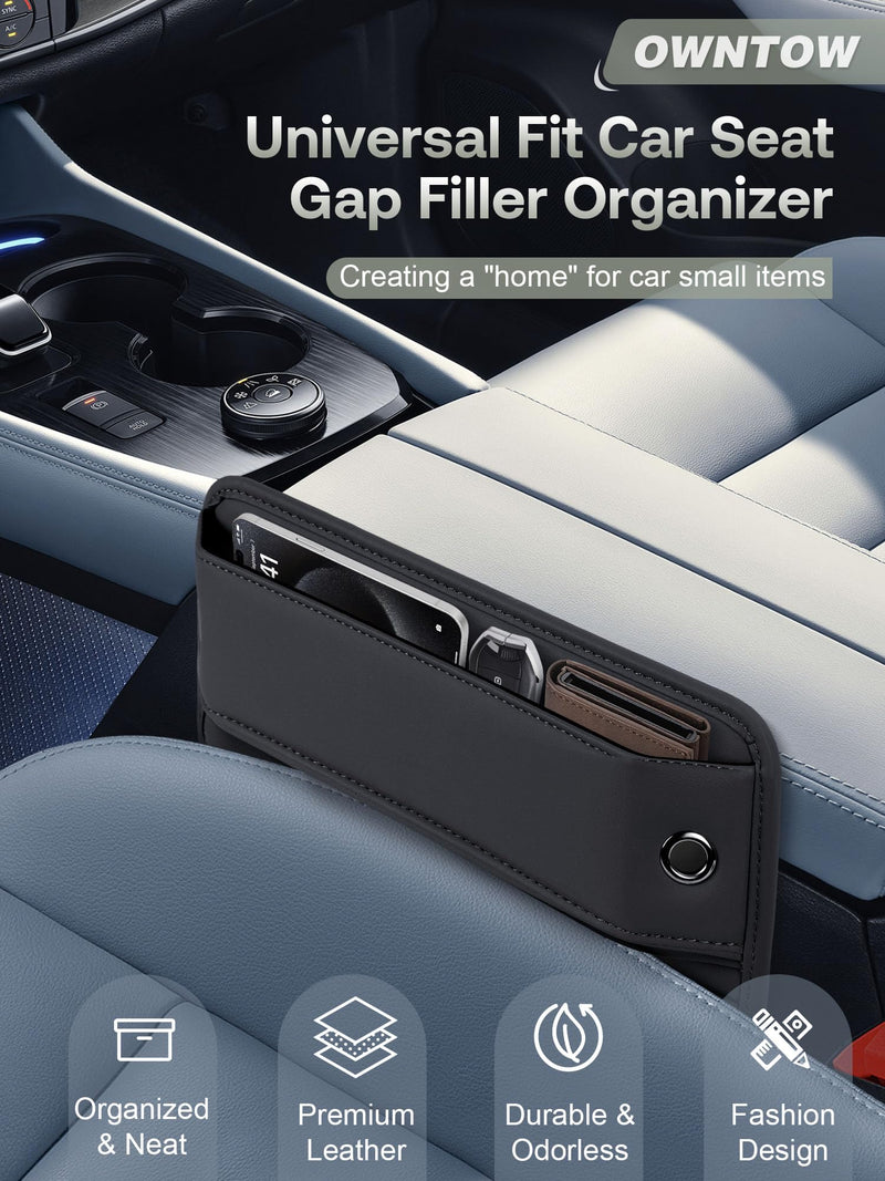 Universal Fit Car Gap Filler, Premium Leather Seat Gap Filler Organizer, Car SUV Truck Essentials (Black, 1 Pack) 01 Black, 1 Pack