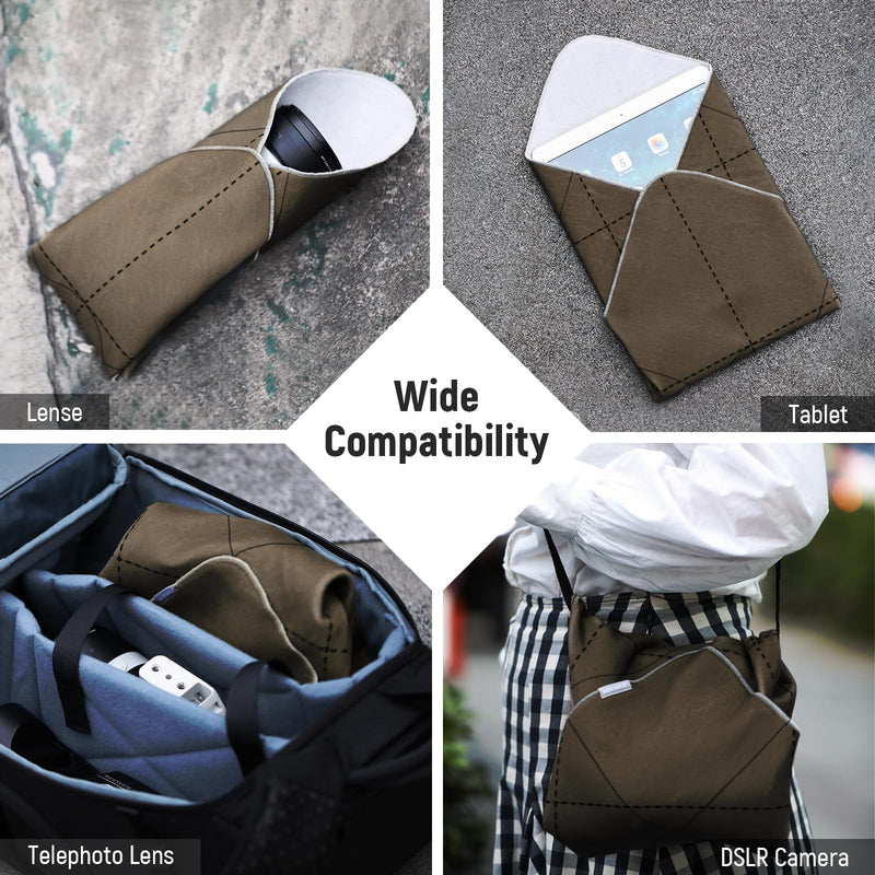 Neewer Camera Lens Wrap Foldable Camera Lens Bag Insert, 18.5"x18.5"/47x47cm Self Adhesive Magic Cloth Protective Anti Scratch Camera Sleeve Wrapper for DSLR/Phone/Tablet/Gear, PB015 Brown