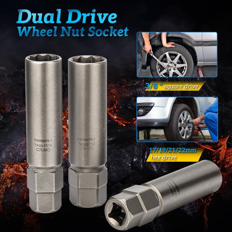 10 Spline Lug Nut Socket,Compatible with Bimecc 10 Point Socket.Dual Drive 10 Spline Lug Nut Key,Replacement for Ta20 17/19,TA20-19/21 TA23-21/22 Wheel Lock Nuts 3 Pipces