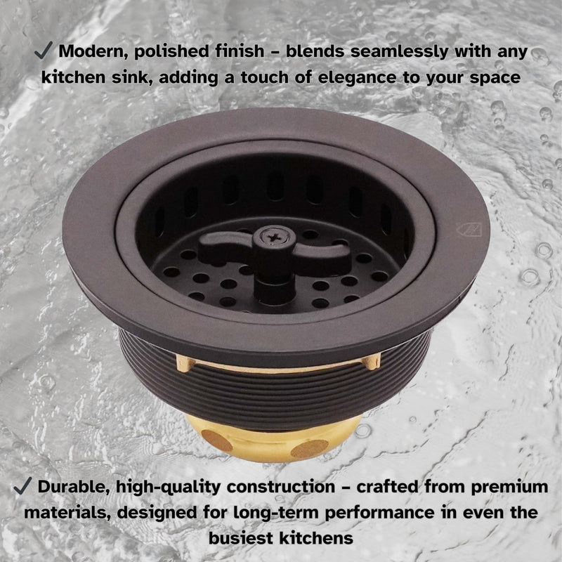 Westbrass A213-12 3-1/2" Wing Nut Twist Style Large Kitchen Sink Basket Strainer, Oil Rubbed Bronze