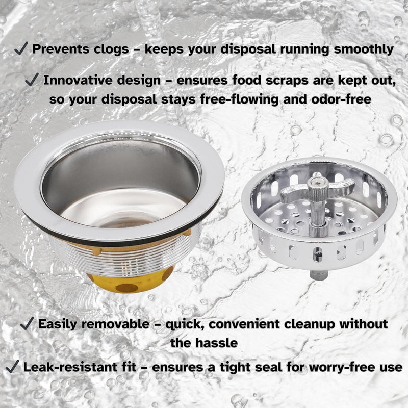 Westbrass A213-26 3-1/2" Wing Nut Twist Style Large Kitchen Sink Basket Strainer, Polished Chrome