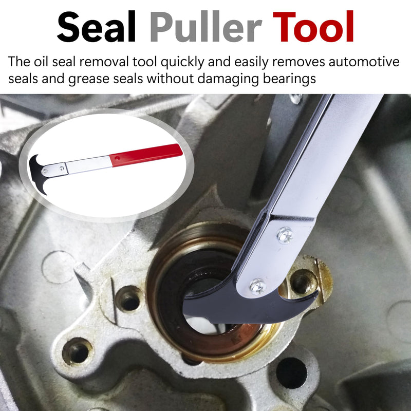 Seal Puller Tool, Oil Seal Removal Tool with Dual Hook, Universal Wheel Seal Twister Puller, Heavy Duty Seal Puller and Installer Kit for Oil and Grease Seals Removal