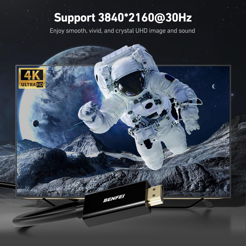 BENFEI 4K DisplayPort to HDMI 6 Feet Cable 5 Pack, Uni-Directional DP 1.2 Computer to HDMI 1.4 Screen Cable Compatible with HP, ThinkPad, AMD, NVIDIA, Desktop Black
