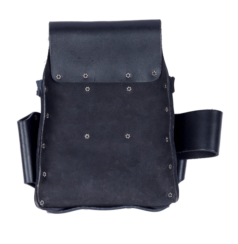 VEEKAY Electrician's Leather Tool Pouch – 10 Pocket Full Grain Leather Organizer for Electricians, Carpenters & Construction Workers – Durable, Heavy-Duty Utility Pouch (Brown/Black) Black