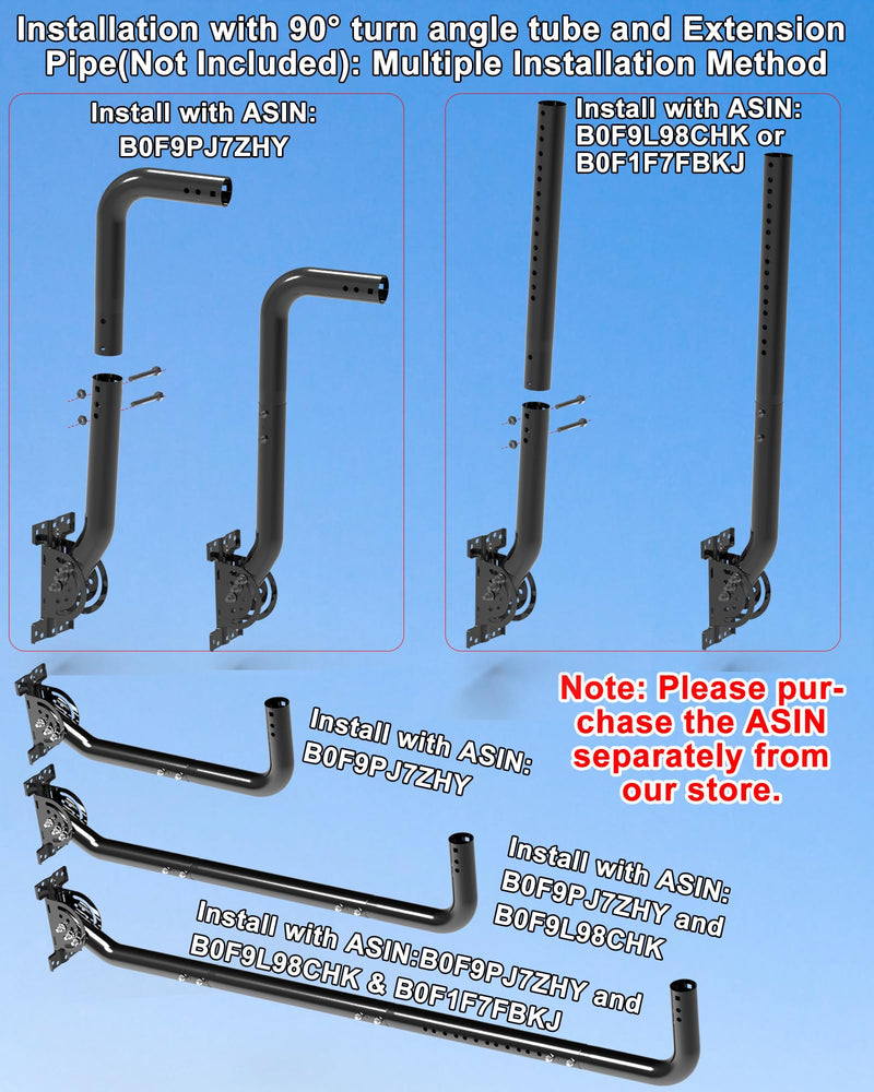  [AUSTRALIA] - Universal Adjustable TV Antenna Pole Mount – Rustproof 1.38" x 12" J-Pipe, Heavy-Duty Pivot Bracket for Wall, Roof, Eave Mounting – Compatible with TV Antennas, Starlink, Wi-Fi & More (Black)