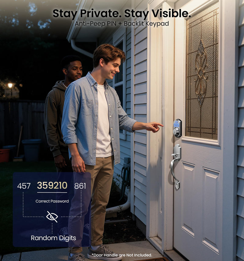 Veise VE001 Keyless Entry Door Lock with Keypad, Electronic Keypad Deadbolt for Front Door, 20 User Codes & One-Time Passcode, Auto Lock, IP55 Waterproof, Easy Installation for Home Apartment Rental Satin Nickel