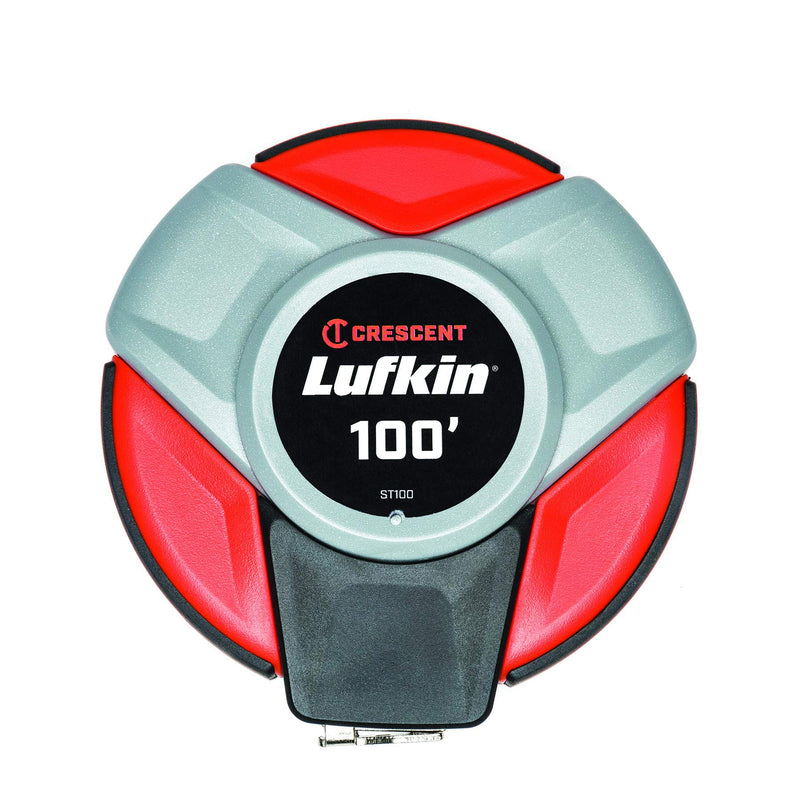 Crescent Lufkin 3/8" x 30m/100' Closed Reel SAE/Metric Yellow Clad Steel Long Tape Measure - ST100