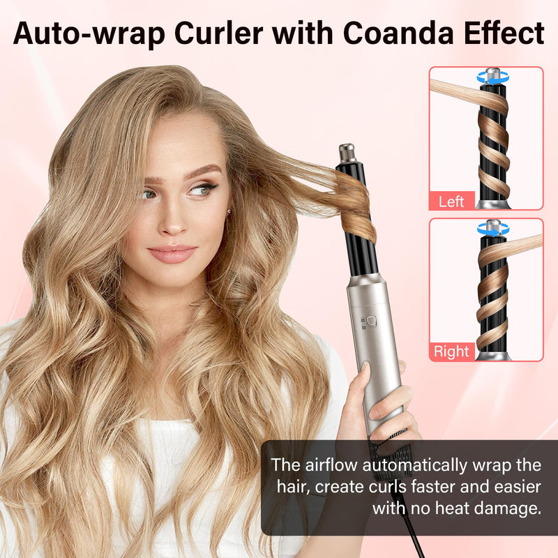 KYN Blow Dry Hair Styler 6 in 1, Hot Air Styler with Auto-Wrap Curlers, Volumizing/Thermal/Smooth Brushes & Hair Dryer Gifts for Women Multi Hair Styling