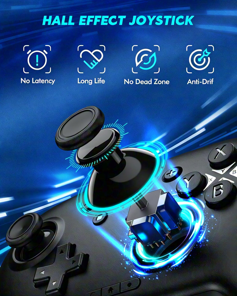 Switch Controller, Wireless Bluetooth Controller for Nintendo Switch 2/Switch/Lite/OLED, game controllers Compatible with iPhone/Mac/iPad/iOS/Android/Phone/PC/Steam and TV with Rotary Motors, RGB Hall Effect Joysticks/Macro Back Buttons/Turbo Modes/6-A...
