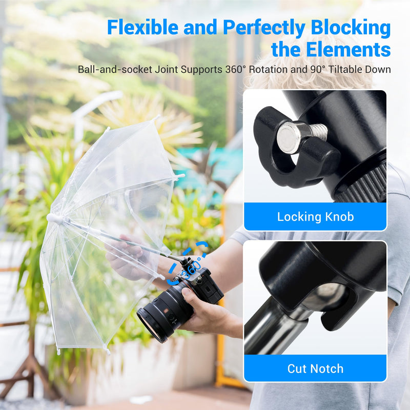 19.7" Camera Hot Shoe Umbrella Clear Camera Umbrella(NOT for Sunshade) | Transparent,Camera Umbrella Rain Cover for Nikon Canon Sony Fuji Mirrorless Cameras & Lenses Outdoor Shooting Photos Video 19.7" Camera Umbrella(CLEAR)