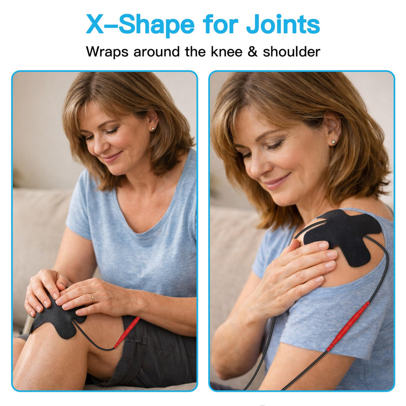  [AUSTRALIA] - DOMAS TENS Unit Electrode Pads for Knee Shoulder Pain Relief- Compatible with TENS 7000 and Other 2mm Pin Units - Reusable & Latex-Free