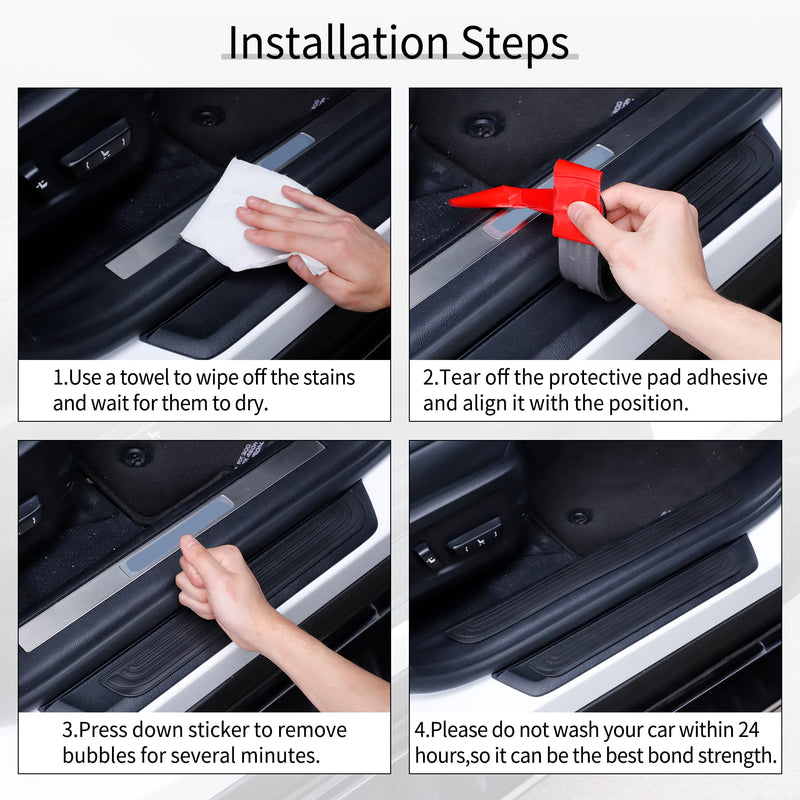 SINGARO Car Door Threshold Protection, 4PCS Door Edge Step Dust Shield Cover, Door Width 23.6x2.36inch Car/SUV Universal Rubber Scratch Resistant Exterior Accessories (Black) Black