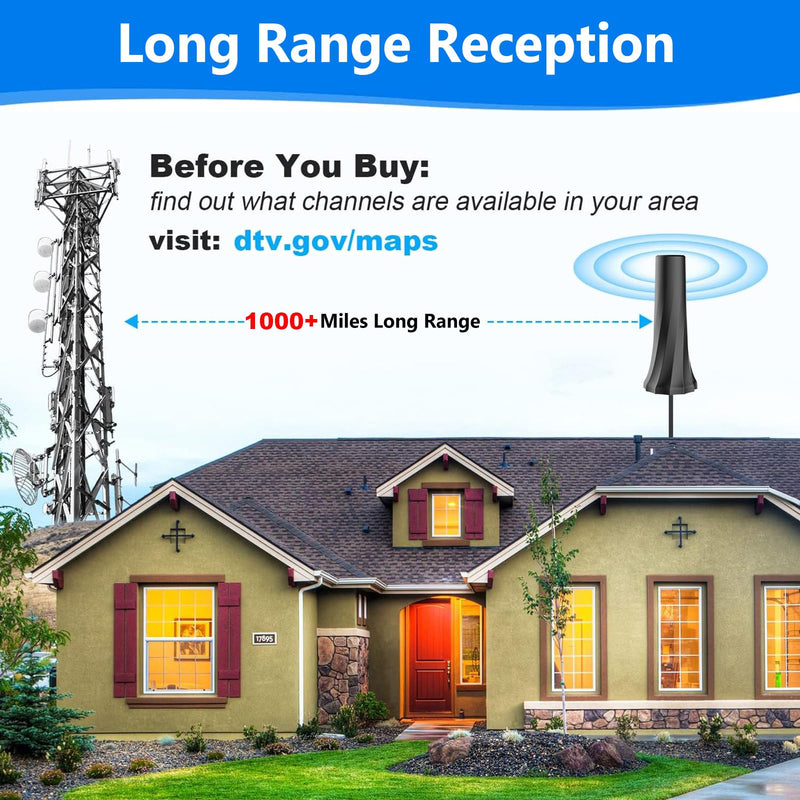 2026 TV Antennas Indoor,Antenna for Smart TV with 360° Signal Booster Reception,HD Antena for Local Channels 1800+ Miles Range,Digital Antennas Supports 4K 8K 1080p TVs-25FT Coax Cable