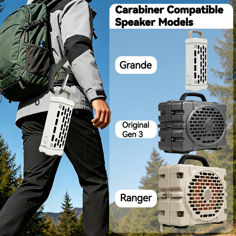 TERPINK Carabiner Hook Compatible with Turtlebox Ranger | for Original and Grande Speakers, Aluminum Clip Ultra-Strong Outdoor Speaker Attachment, for Camping Travel Not for Climbing Black