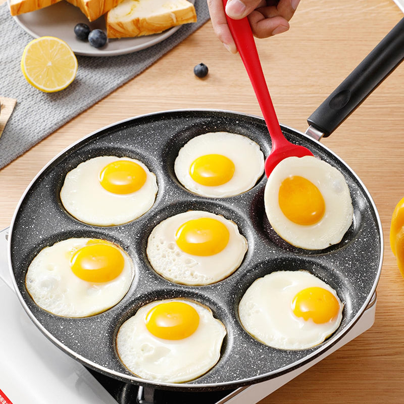 7 Cup Egg Frying Pan,Mini Pancake Maker,Aluminum Non Stick Fried Eggs Cooking Pan Burger Mold Kitchen Cookware Household Tool for Home Breakfast 11.8in(7-cup eggpan)