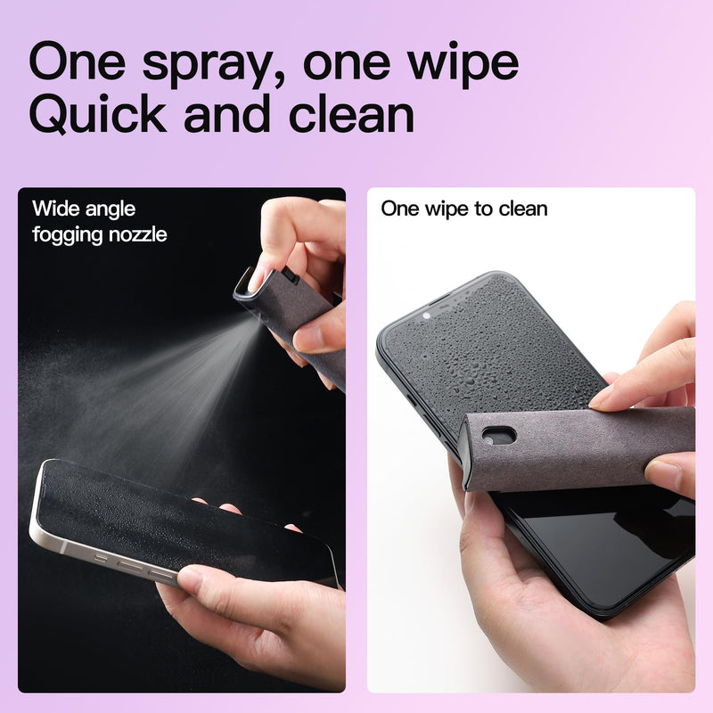 Touchscreen Screen Cleaner Kit 2 Pcs, Phone, Tablet and Car Screen Cleaner, Two in One Spray and Microfiber Cloth(2 Pack Grey) 2 Pcs Grey