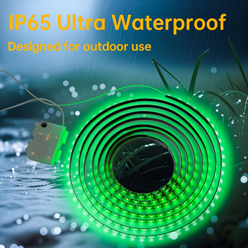 Seaponer Pontoon Boat Lights Battery Operated, Marine LED Strip for Duck Bass Sail Kayak, Wireless Waterproof Lights Strips for Deck Interior Courtesy Lights, Boat Accessories, 5m(16.4ft) (green) Green