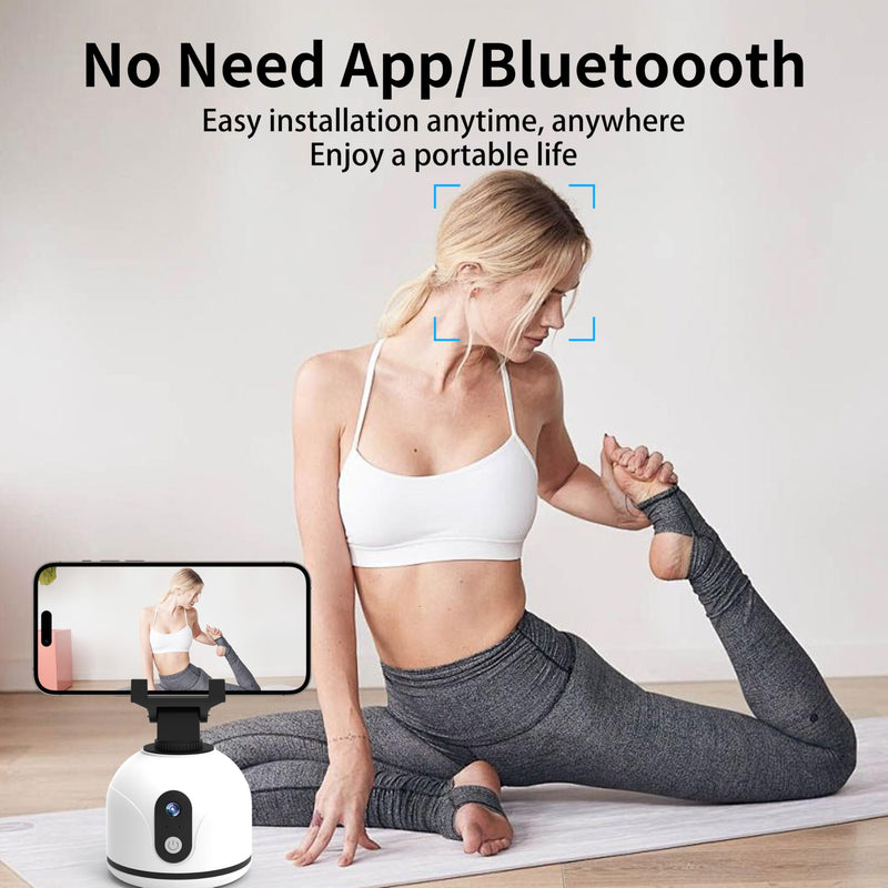 360° Rotating Auto Face Tracking Phone Holder for iPhone&Andriod Smartphone,No App,Body Tracking Gimbal Stand,Selfie Camera Mount for Live Recording Tiktok,Vlog,Video Kits Stand-White UR-F2S