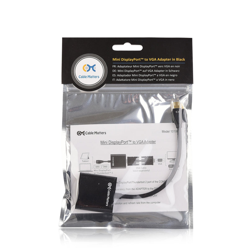 Cable Matters Mini DisplayPort to VGA Adapter (Mini DP to VGA) in Black - Thunderbolt and Thunderbolt 2 Port Compatible