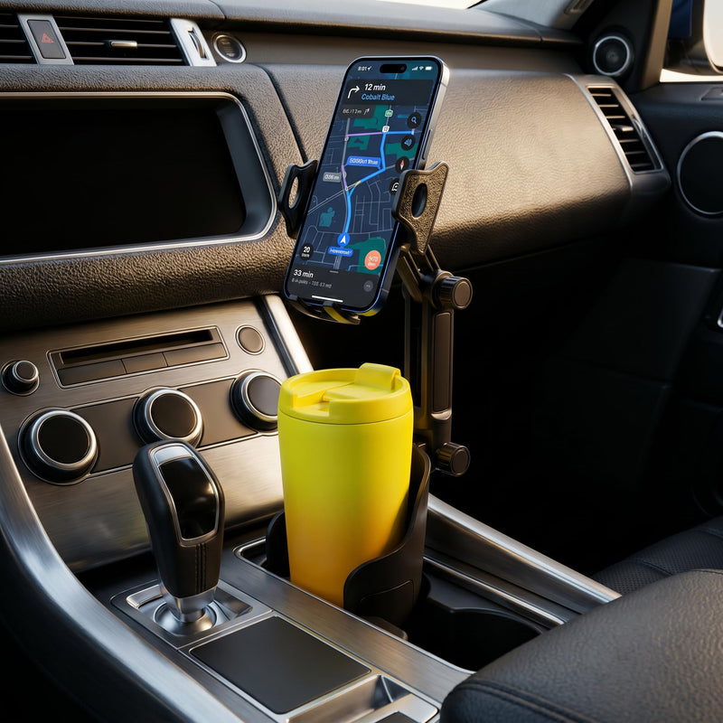 Cup Holder Phone Holder for Car, Car Phone Mount for Your Car | 360°Rotation Cell Phone Holder Mount for Car, Universal Cup Holder Phone Holder Compatible with iPhone & Smartphones Black