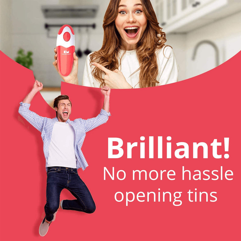 Kitchen Mama Auto Electric Can Opener: Open Your Cans with A Simple Press of Button - Automatic, Hands Free, Smooth Edge, Battery Operated, YES YOU CAN (Red) Red