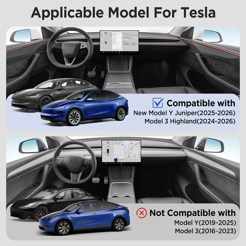 Center Console Organizer Tray for Tesla Model Y Juniper Accessories 2025 2026/For Tesla Model 3 Highland Accessories 2024 2025 2026 [Slide Smoothly/US Patent] Cup Holder Matte Black